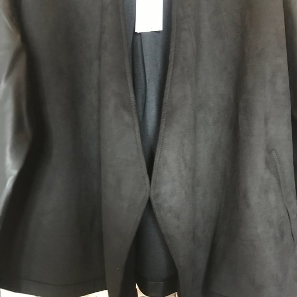 NWT French Connection Black Mixed Media Jacket XS - Picture 6 of 11